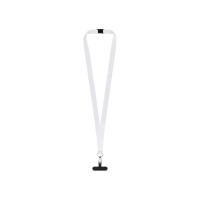 Ланъярд 2 см под сублимацию с трендовым карабином, замком обрыва и узким держателем для телефона из ПЭ, серебристый