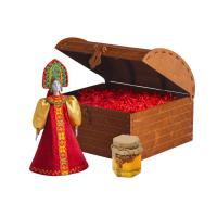 Подарочный набор: кукла фарфоровая, мед, красный