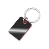 Металлический брелок с пластиковой цветной вставкой SteelPop Rct, серебристый с красным