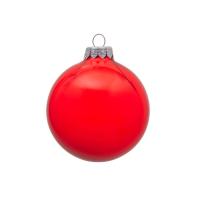 Стеклянный елочный шар Frozi, красный прозрачный, с серебристым колпачком