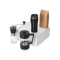 Подарочный набор с кофе, кружкой и френч-прессом Бодрое утро 2. 0, черный