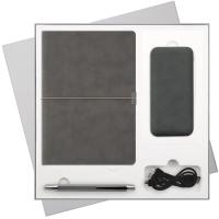 Подарочный набор In Velour, серый (ежедневник, ручка, аккумулятор)