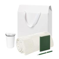 Подарочный набор Welcome Pack Spark mini, зеленый (термокружка, блокнот, ручка, плед, коробка-пакет)