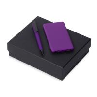Подарочный набор c пластиковой ручкой, повербанком С1, 5000 мА·ч, фиолетовый
