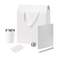 Подарочный набор Welcome Pack Premium, серебряный (термокружка, колонка, ежедневник, ручка, ЗУ, коробка-пакет)