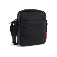 Сумка наплечная мужская BUGATTI Clark, чёрная, воловья кожа/полиэстер, 18х5, 5х20 см, 2 л