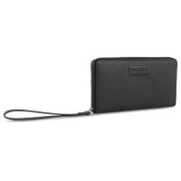 Кошелёк женский BUGATTI Elsa, с защитой данных RFID, чёрный, воловья кожа/полиэстер, 18, 7х2х10 см