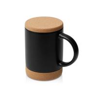 Кружка 450 мл с пробковым дном с крышкой Корк &amp; Бон, черный