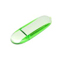 Флешка промо овальной формы, 32 Гб, серебристый/зеленый