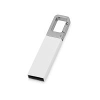 Флеш-карта USB 2. 0 16 Gb с карабином Hook, белый/серебристый