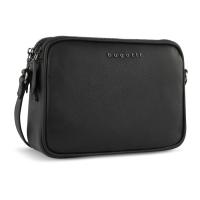 Сумка кросс-боди женская BUGATTI БЕЛЛА | BELLA, чёрная, воловья кожа/полиэстер, 22х6х15, 5 см