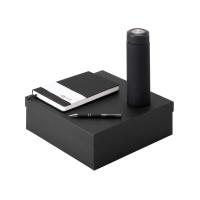 Подарочный набор с блокнотом С2, металлической ручкой и термосом, черный