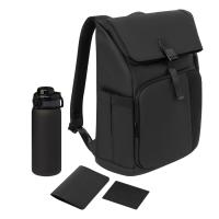 Подарочный набор Grand, черный (обложка на паспорт, картхолдер, бутылка, рюкзак)