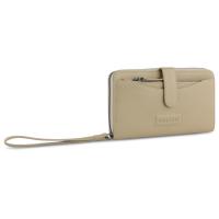 Кошелёк женский BUGATTI ЭЛЬЗА | ELSA с ключницей, с защитой данных RFID, песочного цвета, воловья кожа/полиэстер, 18, 7х3х10, 7 см