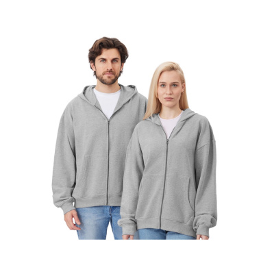 Толстовка оверсайз с капюшоном на молнии Monaco, серый меланж (размер XS-S)