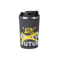 Герметичная термокружка на присоске Kick, 350 мл, серый (уф печать круговая)