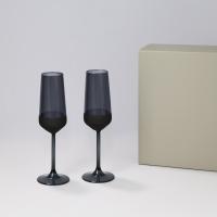 Подарочный набор 2 бокала для шампанского Black Edition в серой коробке