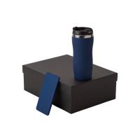 Подарочный набор c вакуумной термокружкой и повербанком С1, темно-синий