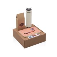 Подарочный набор с термосом, блокнотом, ручкой и чаем, розовый