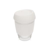 Стеклянный стакан Monday с силиконовой крышкой и манжетой, 350мл, белый