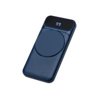 Магнитный беспроводной внешний аккумулятор со встроенными кабелями Мэни, быстаря зарядка, 10000 мАч, тёмно-синий