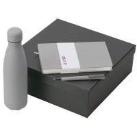 Подарочный набор c блокнотом C2, ручкой и термобутылкой, серый