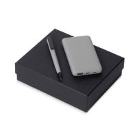 Подарочный набор c пластиковой ручкой, повербанком С2, 10000 мА·ч, серый