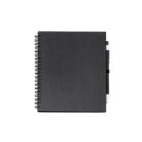 Блокнот LEYNAX с ручкой из переработанного картона, черный