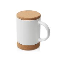 Кружка 450 мл с пробковым дном с крышкой Корк &amp; Бон, белый
