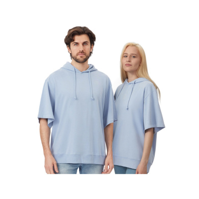 Худи оверсайз с коротким рукавом Warsaw унисекс, небесно-голубой (размер XS-S)
