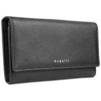 Кошелёк женский BUGATTI Lady Top, чёрный, натуральная воловья кожа, 20х2, 5х10, 5 см