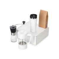 Подарочный набор с кофе, кружкой и френч-прессом Бодрое утро 2. 0, белый