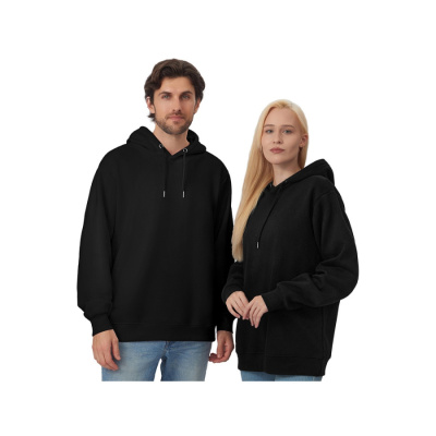 Толстовка с капюшоном оверсайз Lisbon унисекс, черный (размер 3XL)