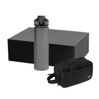 Подарочный набор Boston, Flip, черный (дорожная косметичка, бутылка)