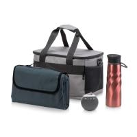 Подарочный набор с пледом и колонкой в сумке - холодильнике Musical trek, красный