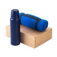 Подарочный набор с термосом и пледом Serenity,  синий