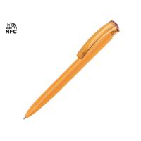 Ручка пластиковая шариковая трехгранная Trinity K transparent Gum soft-touch с чипом передачи инфо, охра