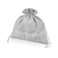 Мешочек подарочный новогодний, джут, большой, серый