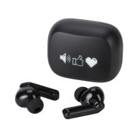 Беспроводные наушники с шумоподавлением c подсветкой лого Lites, черные (гравировка)