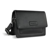 Сумка через плечо женская BUGATTI Elsa, чёрная, воловья кожа/полиэстер, 18, 5х8, 5х14, 5 см