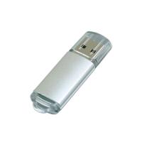 Флешка промо прямоугольной формы c прозрачным колпачком, 16 Гб, серебристый