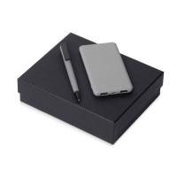 Подарочный набор c пластиковой ручкой, повербанком С1, 5000 мА·ч, серый