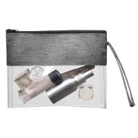 Косметичка из PVC и ткани Leony, прозрачный/темно-серый