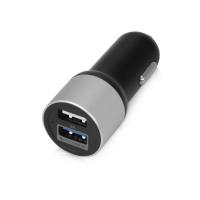 Адаптер автомобильный USB с функцией быстрой зарядки QC 3. 0 TraffIQ, черный/серебристый