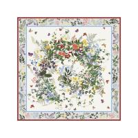 Платок Русский полевой букет, молочный