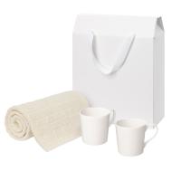 Подарочный набор Siena, Fado, бежевый в коробке-пакете (две фарфоровых кружки, плед)