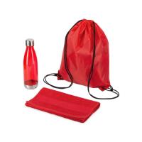 Спортивный набор с бутылкой и полотенцем Beginner,  красный