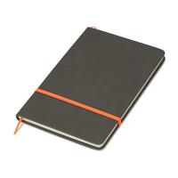 Блокнот Color линованный А5 в твердой обложке с резинкой, серый/оранжевый