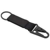 Брелок-ремувка Carabinier из ткани с вставкой из экокожи и карабином, черный