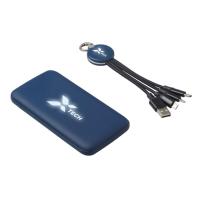 Набор из внешнего акуумулятора и универсального кабеля с подсветкой лого Reserve LED, 10000 мА·ч, темно-синий